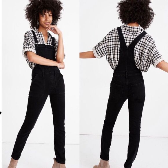 MADEWELL | Black Denim Jean Overalls Full Length Skinny Cut Women’s Size Small - Picture 1 of 14